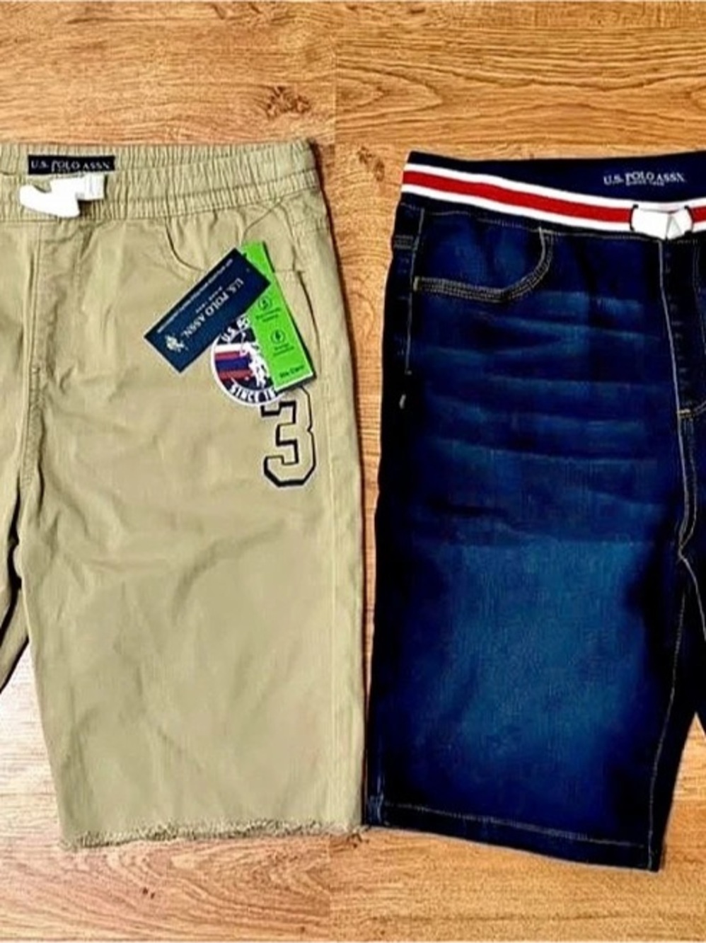 U.S. Polo Assn. Boys' Shorts 2-Pack Blue & Beige XXL (18)